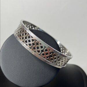 Dyrberg Kern RINAH II Bangle, Denmark. Silver tone Filigree Bracelet. Intricate